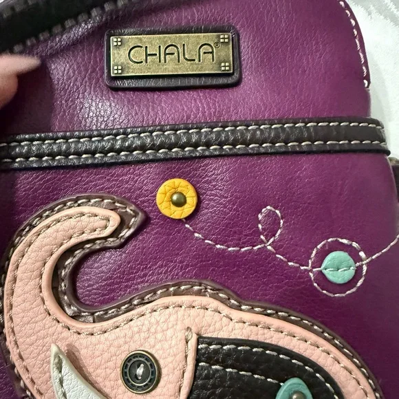 Chala Purple and Pink Elephant Crossbody Phone Bag - Picture 3 of 8
